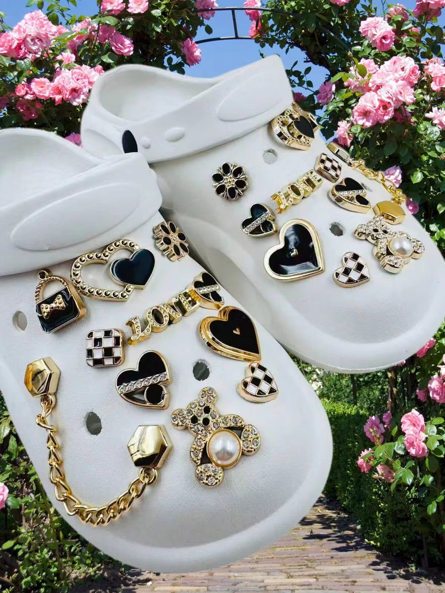 22pcs Bear & Heart Shoe Charms, Detachable & Reusable Shoe Decorative Accessories