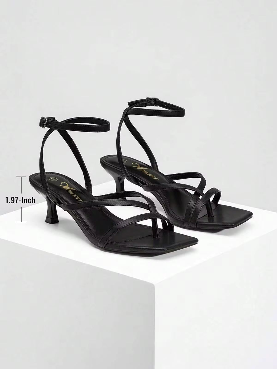 Athlefit Tacones De Mujer Strappy Kitten Heels Square Toe Ankle Strap Sandals Dressy Party Shoes