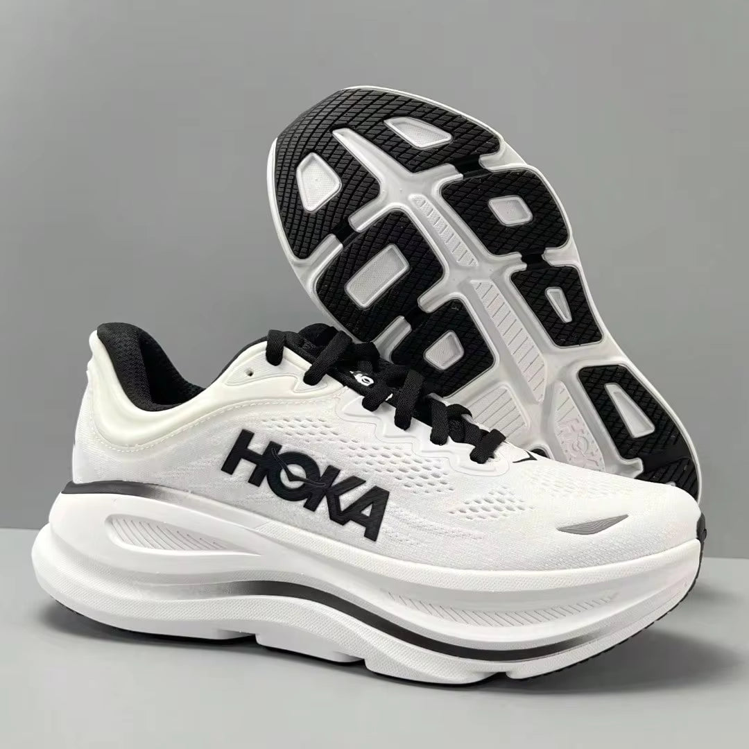 Hoka One One Bondi 9 Road Running Shoes, Breathable, Lightweight, Cushioned, Anti-Slip, Suitable For All Seasons, White, All Day Comfort